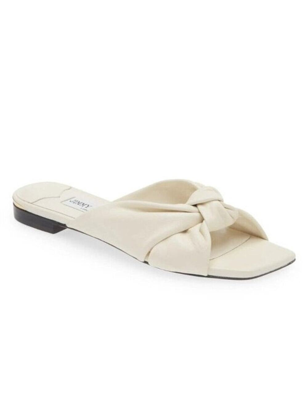 Jimmy Choo Avenue Nappa Leather Flat Slide Sandals Latte Women's Size EU 40.5